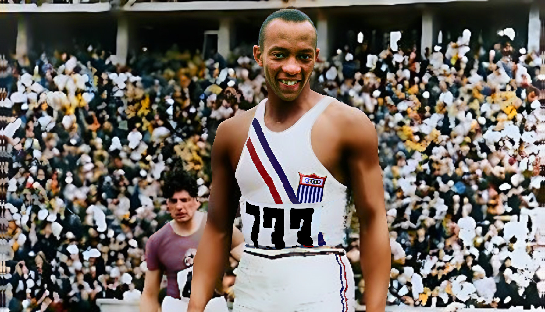 Jesse Owens 1936 im Olympiastadion Berlin